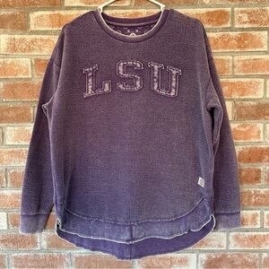 LSU Tigers Crewneck Sweatshirt Distressed Womens Medium Oversized Purple College